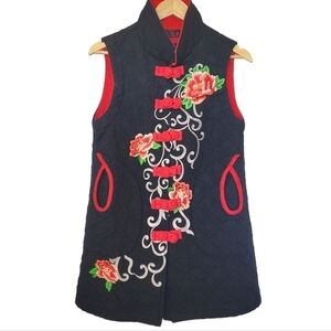 Embroidered Button Front Vest